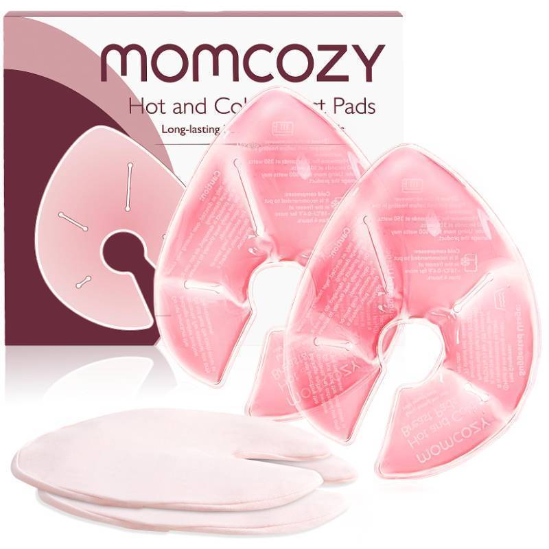 lot 25033 image: Momcozy Larger Breast Therapy Packs, Hot and Cold Breast Pads with 2 Soft Covers, Breastfeeding Essentials 2 Pack Pink - Retail $14