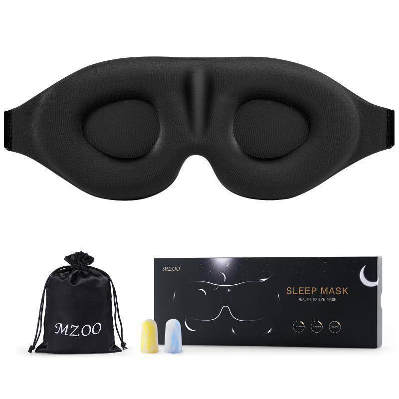lot 26030 image: Luxury Sleep Eye Mask for Side Sleeper Men Women, Zero Eye Pressure 3D Sleeping Mask, Light Blocking Patented Design Night Blindfold, Soft Eye Shade Cover for Travel, Black - Retail $16