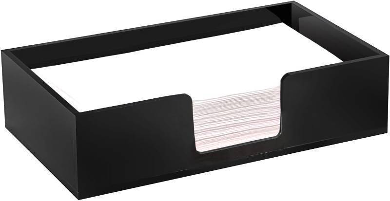 lot 55680 image: Acrylic Guest Towel Napkin Holder,Black Bathroom Paper Hand Towels Storage Tray,Disposable Paper Towel Holder for Bathroom,Kitchen,Parties,Weddings, Hotel and Restaurant - Retail $14