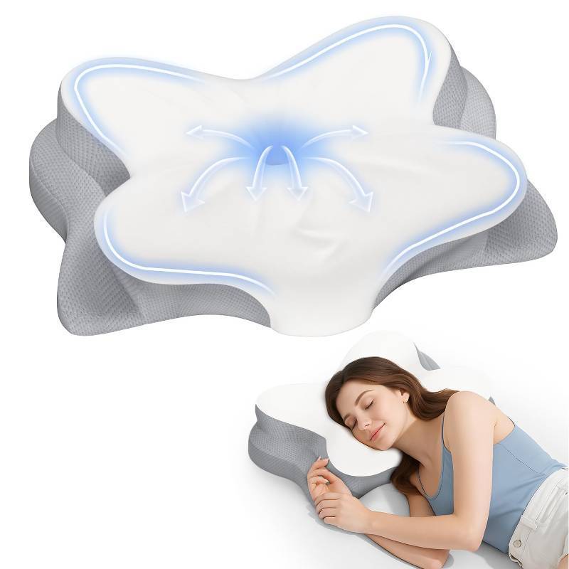 lot 45734 image: Cervical Neck Pillow, Ergonomic Memory Foam Pillows with Breathable Pillowcase, Adjustable Contour Neck Support Pillow for All Positions - Retail $36