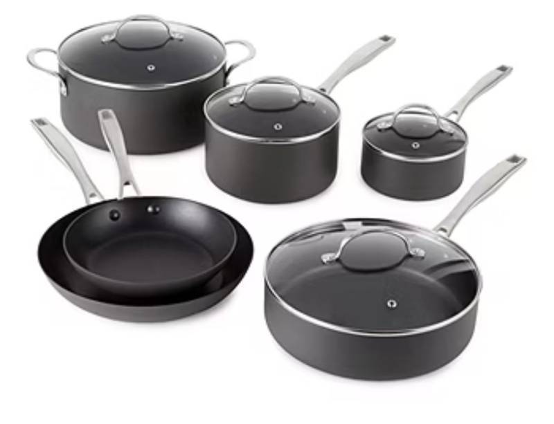 lot 45700 image: Cooks Hard Anodized 10-pc. Cookware Set - Retail $260