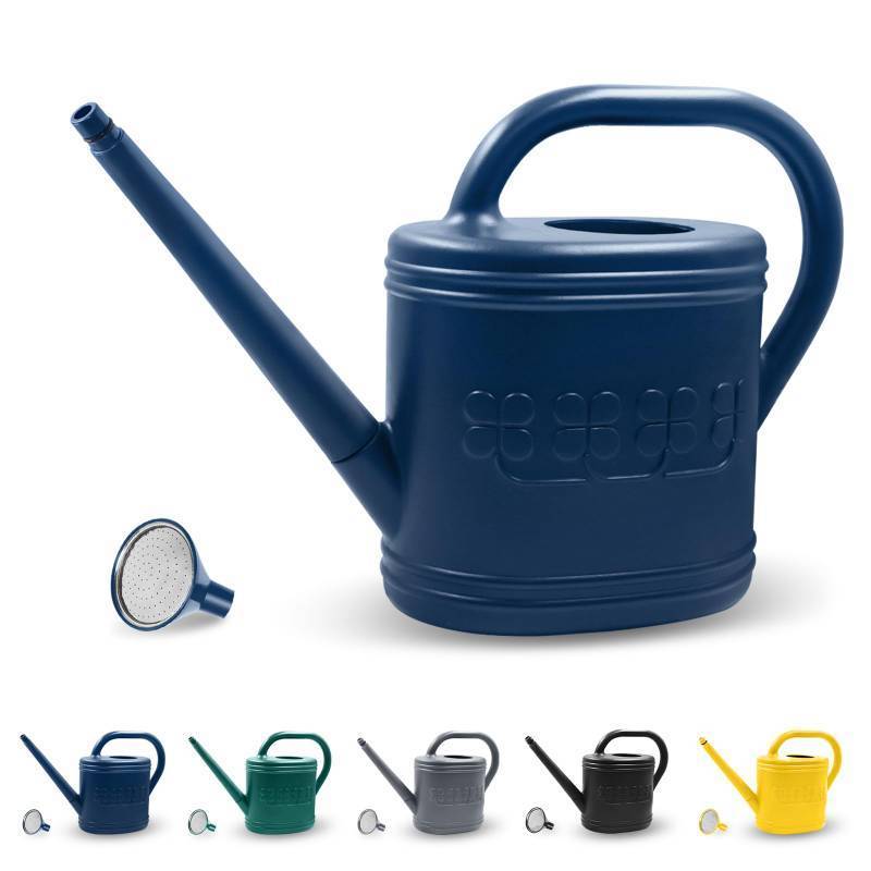 lot 45721 image: 2 Gallon Watering Can, Outdoor Watering Can for Plants, Garden Water Can with Removable Long Spout and Stainless Steel Sprinkler Head, Large Water Can for Greenhouse (Dark Blue, 2 Gallon) - Retail $23