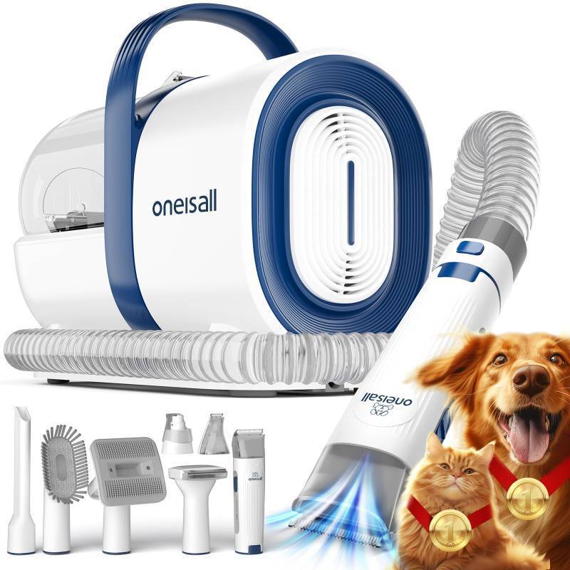 lot 45702 image: Dog Grooming Vacuum, Pet Grooming Vacuum with Clipper Nail Grinder, 1.5L Dust Cup Dog Deshedding Brush with 7 Tools for Shedding Pet Hair, Home Cleaning. VISIBLE USE. - Retail $100