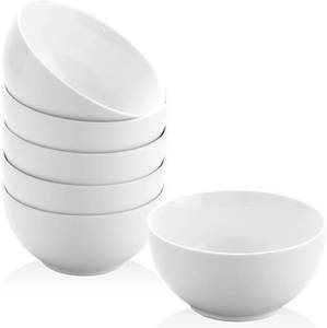 lot 171251 image: Yedio Small Bowls Set, White Ceramic Bowls of 6, 10 oz Porcelain Bowl for Kitchen Dessert Rice Side Dish Snack Soup Fruits Cereal Ice Cream, Microwave Dishwasher Freezer Oven Safe Easy Clean Stackable