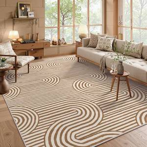 lot 171273 image: Retails for $126 Lahome Modern Washable Rugs 8x10,Machine Washable Bedroom Rug Kids Rugs for Playroom Non Slip Soft, Play Room Backing Accent Ultra-Thin Carpet for Nursery Dining Room Classroom Alba 8X10,Khaki
