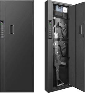 lot 271286 image: Retails for $198 Biometric Gun Safe for Rifle, Shotguns, Pistols, Compact Long Gun Safe, Quick Access Fingerprint Gun Safe Firearm Case- Upgraded BiometricKeypadKey Access