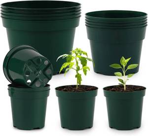 lot 271311 image: RooTrimmer 15 Pack 468 Inch Plant Nursery Pots, Sturdy Plant Pots with Drainage Holes, Ideal for Seedlings, IndoorOutdoor Use, Green