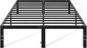 lot 271317 image: OLIXIS Metal Queen Bed Frame - 14in High with Storage Space, No Box Spring Needed with Sturdy Steel Slat Support, 2200LBS Heavy Duty for Easy Assembly, Black for Bedroom