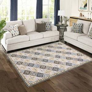lot 371228 image: Retails for $101 Garvee 8x10 Washable Rug for Living Room, Vintage Patchwork Area Rug, Foldable Non-Slip Indoor Carpet for Bedroom, Soft Chenille Modern Home Decor Floor Mat, Easy Care, Brown