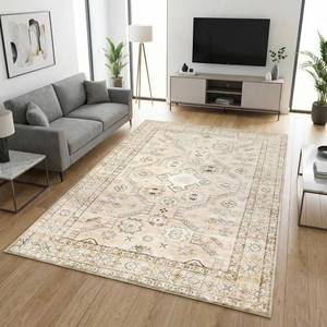 lot 371244 image: Retails for $116 Garvee 8x10 Washable Rug for Living Room, Vintage Geometric Medallion Area Rug Soft Modern Home Decor Floor Mat Non-Slip Low Pile Indoor Carpet for Bedroom, Beige Cream