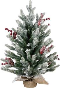 lot 371246 image: Real Touch  Potted Flocked Mini Fir Pine Artificial Christmas Tree - 25 - Unlit