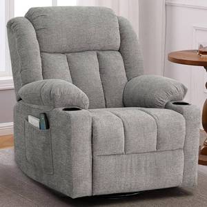 lot 371255 image: Retails for $220 Ketaiyou Rocker Swivel Recliner Chair for Adults, Overstuffed Large Manual Recliner Glider with Massage and Heat, Comfy Soft Fabric Living Room Reclining Sofa Chair (Lime Gray)
