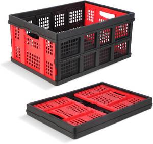 lot 471367 image: 55L Collapsible Milk Crate for Storage, Plastic Crates 1 Pack, Collapsible 55lbs Heavy Duty Storage Crates for Home, Camping, Organizing
