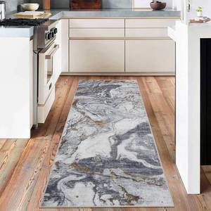 lot 471384 image: GarveeHome 2x6 Runner Rug for Hallways Kitchen Modern Abstract Washable Runner Rug Blue Soft Non Slip Marble Low Pile Area Rug Carpet for Laundry Entryway Bedroom Bathroom Gray