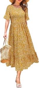 lot 471393 image: STYLEWORD Womens Summer 2026 Casual Short Sleeve Tiered Flowy Spring Dress Long Midi Beach Sundress Vacation Outfits