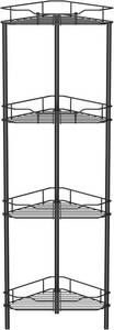 lot 471400 image: HuggieGems 4 Tier Floor Standing Corner Shower Caddy Organizer Shelf with Hooks, Bathroom Shelves Stand Rack, Black