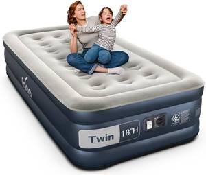 lot 471402 image: iDOO Twin Air Mattress with Built in Pump, 18 Raised Compact Blow up Mattress, Inflatable Mattress for Camping Guest Home, Portable Travel Air Bed, 2-Min Quick Inflation Deflation, Colchon inflable