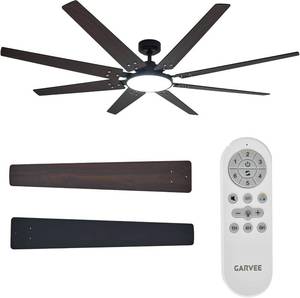 lot 471404 image: Retails for $140 Garvee With Tai Tie Wide Voltage Wiring Eight-Blade Reversible Motor Ceiling Fan with Light - 72 Inch Ceiling Fan, Remote Control Ceiling Fan, Black