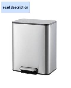 lot 371242 image: Garvee Space-Saving Bathroom Trash Can, 3.4 Gallon Small Trash Can with Soft-Close Lid, Foot Pedal & Removable Inner Bucket, Rectangular Stainless Steel Garbage Can for Home, Office, Silver