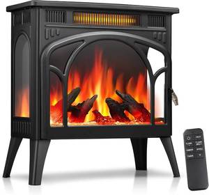 lot 101472 image: Retails for $240 ZAFRO 24 Electric Fireplace Stove with Remote Control, Fireplace Heater with 12 Adjustable Flame Colors and Bed Colors, TimerSleep ModeOverheat Protection for Bedroom, Living Room(Black)