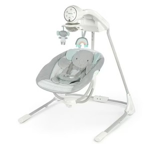 lot 321229 image: Retails for $140 Ingenuity InLighten Motorized Vibrating Baby Swing, Swivel Infant Seat, Gray
