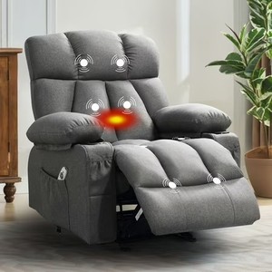 lot 331061 image: Retails for $400 JONPONY Manual Recliner Chair with Heat Therapy and Massage Function, Heavy Duty Reclining Mechanism Massage Chair, Elderly Single Rocker Sofa with Cup Holders for Bedroom Home Theater,Grey
