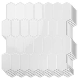lot 8684 image: Art3d 10-Sheet Heavy-Duty Peel and Stick Backsplash, Self-Adhesive Vinyl Wall Tiles for Kitchen Countertop Bathroom, White - Retail $29