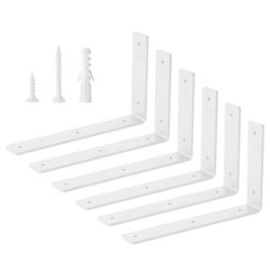 lot 8685 image: Heavy Duty Shelf Brackets Floating L Shelf Bracket, Brackets for Shelves, L 12 x H 6 x W1.5 Wall Shelf Brackets for DIY, Suitable for Study, Kitchen, Living Room, Bathroom (White, 6 Pack)