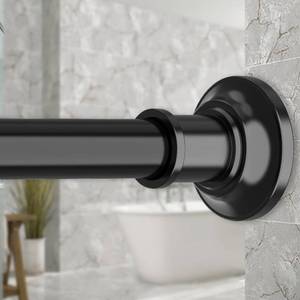 lot 8691 image: Black Long Curtain Rod Tension Shower Curtain Rods 30 to 130 inch Adjustable Spring Heavy Duty Rods for Bathroom Windows Outdoor Spliced and Telescopic Design No Drill No Slip Stainless Steel - Retail $27
