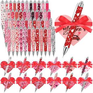 lot 8693 image: Tenceur 144 Pcs Valentines Day Cards with Pens and Ribbons Bulk, Valentines Day Gift Set, Heart Shaped Greeting Card Ballpoint Pen for Office Supplies Exchange Gift Party Favors - Retail $25