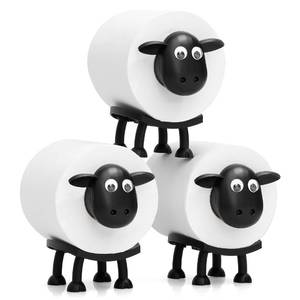 lot 8696 image: VELENTI Sheep Toilet Roll Holder, Free Standing Bathroom Set, 3D Printed, Funny Hilarious Black Sheep Loo Roll Holder, Tissue Paper Storage, Cute Bathroom Decor, X3, Set of 3 - Retail $13