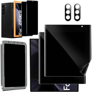 lot 8711 image: Ferilinso 2 Pack Privacy Screen Protector for Samsung Galaxy Z Fold 6 Phone Case Friendly, Inside Anti-Spy Film with 2 Pack Front Tempered Glass  Camera Lens Protector Accessories - Retail $25