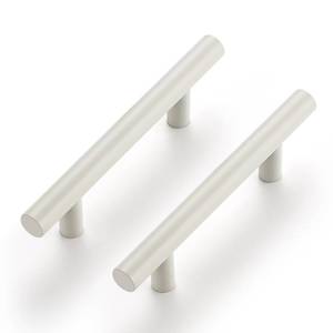 lot 8721 image: Ravinte 3 Pack  5 Inch Cabinet Pulls White Stainless Steel Kitchen Drawer Pulls Cabinet Handles 5 InchLength, 3 Inch Hole Center - Retail $9