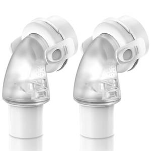 lot 8725 image: 2 Packs Replacement Swivel Elbow Connector for Airfit F20 F30, FSA HSA Eligible, QuiteAir Elbow Quick-Release,Great-Value CPAP Supplies by Medihealer - Retail $23
