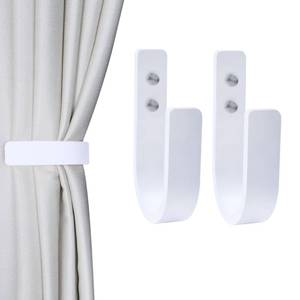lot 8728 image: OCIOLI 2 Pack Curtain Tiebacks Wood Curtain Holdbacks U Shaped Curtain Hooks Curtain Tie Backs Wall Mount Curtain Holder Curtain Pull Backs Tie Backs for Curtains (White, 2) - Retail $13