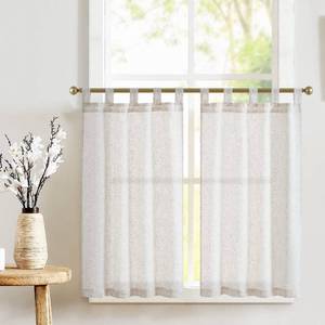 lot 8729 image: jinchan Beige Kitchen Curtains 36 Inch Linen Tier Curtains Farmhouse Tab Top Small Window Drapes Flax Country Rustic Light Filtering for Bathroom Laundry Room RV 2 Panels Crude - Retail $20