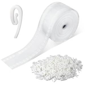 lot 8744 image: KALIONE 25m White Wave Fold Curtain Tape with 350 Hooks for Home Making Pleated Curtains - Retail $20