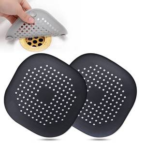 lot 8757 image: Hair Drain Catcher,Square Drain Cover for Shower Silicone Hair Stopper with Suction Cup,Easy to Install Suit for Bathroom,Bathtub,Kitchen 2 Pack (Black) - Retail $6