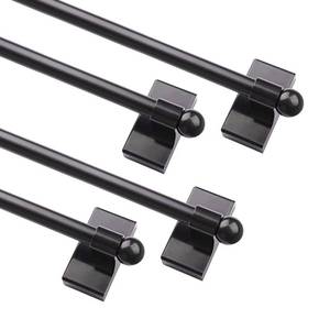 lot 8776 image: Multi functional hanging pole Magnetic Curtain Rods for Metal Doors No tools required,Multi-Use Adjustable Appliance for Windows Iron Steel Places 09-16 Inch 4 Pack,Black - Retail $11