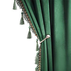 lot 8779 image: Fazhesici Dark Green Blackout Velvet Curtains 90 inches Long Windows Rod Pocket Drapes with Tassels Soundproof Thermal Curtains for Living Room 2 Panels Set 52 x 90 - Retail $56
