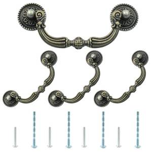 lot 8804 image: Bivethoi 4 Pack Bail Pull Handles 3.7 Inch Hole Center Antique Drop Drawer Pull Swing Cabinet Dresser Handles(Total Length 4.72 inch Antique Bronze)