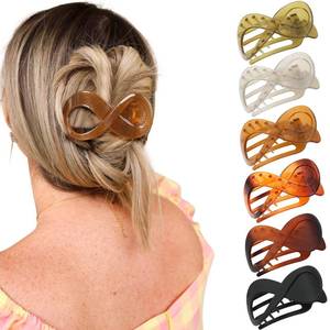 lot 8823 image: French Concord Flat Hair Clips - 6PCS Curved Hair Claw No Slip Hair Clips Volume Strong Hold Clip Hair Claw for Women Girls (Duckbil(Medium, 3.3)) - Retail $10