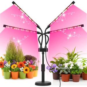 lot 8826 image: Grow Lights for Indoor Plants, Four Head LED Grow Light with Full Spectrum, Red White Spectrum for Indoor Plant Lamp, Adjustable Gooseneck, Suitable for Vegetation - Retail $20