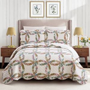 lot 8840 image: Modern Heirloom 3pc King Dahila Chain Quilt Bedding Set - Retail $80