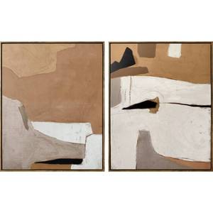 lot 8861 image: (Set of 2) 24 x 30 Earth Abstract Framed Canvases Brown - Threshold Modern Vertical Wall Art, Digital Print - Retail $100