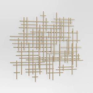 lot 8862 image: 36x30 Mid-Century Metal Wall Decor Gold - Threshold Abstract Art, HorizontalVertical Display - Retail $250