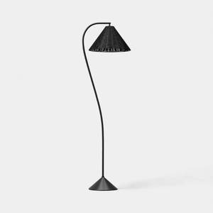 lot 8867 image: Gooseneck Floor Lamp with Natural Shade Black - Threshold - Retail $105