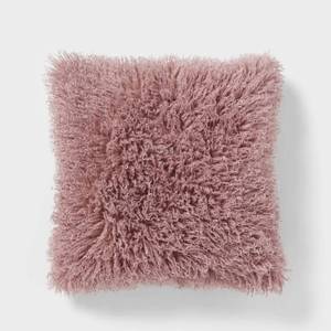 lot 8893 image: Luxe Faux Mongolian Fur Euro Decorative Pillow Mauve - Threshold Indoor Square Cushion, Polyester Fill - Retail $35