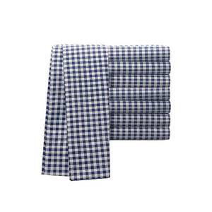 lot 8900 image: Laurel & Mayfair Queen Gingham Print Sheet Set Navy - Retail $61