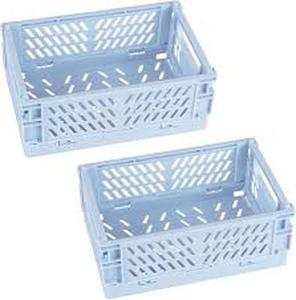 lot 8797 image: Tixill 2pk Mini Folding Baskets Light Blue